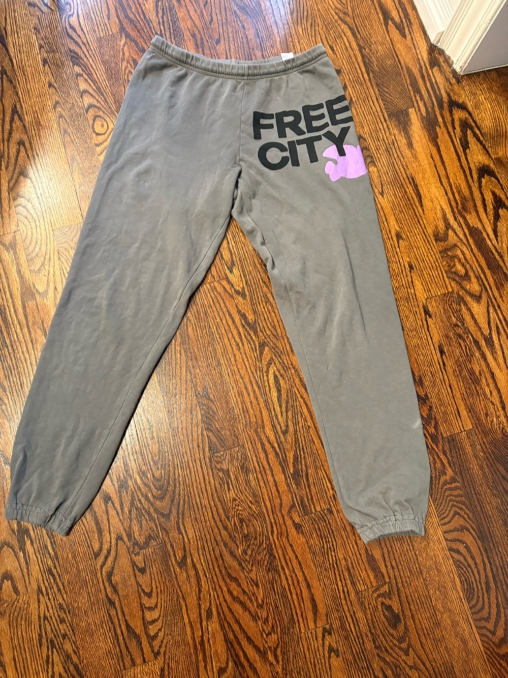 freecity Gray Joggers with Purple Logo